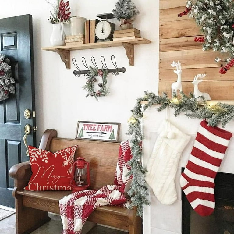 Christmas Pillow Covers 20x20 Set of 4 for Christmas Decorations Let it Snow Joy Red Christmas Pillows Hello Winter Holiday Throw Pillows Christmas Farmhouse Decor for Couch Walmart