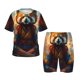 thumbnail image 1 of Fotbe Prairie Meditating Raccoon Pijama Estampada de 2 Piezas para Niños – Ropa de Dormir de Manga Corta Cómoda para Niños y Niñas, Camiseta y Shorts de Algodón-Medium, 1 of 6