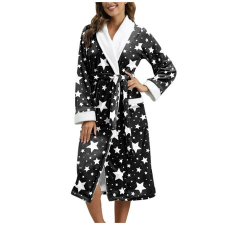 

Women s Winter Animal Print Lengthened Bathrobe Splicing Home Clothes Long Flannel Sleepwear Hooded Bathrobe Plush Long Robe Coat Womens Nightgowns Sleepwear Night Wears for Women