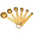 thumbnail image 2 of Cucharas medidoras de acero inoxidable 18/8, juego de 6 piezas, cucharas medidoras de metal, cucharada y cucharadita para medir ingredientes líquidos y secos, dorado, 2 of 4