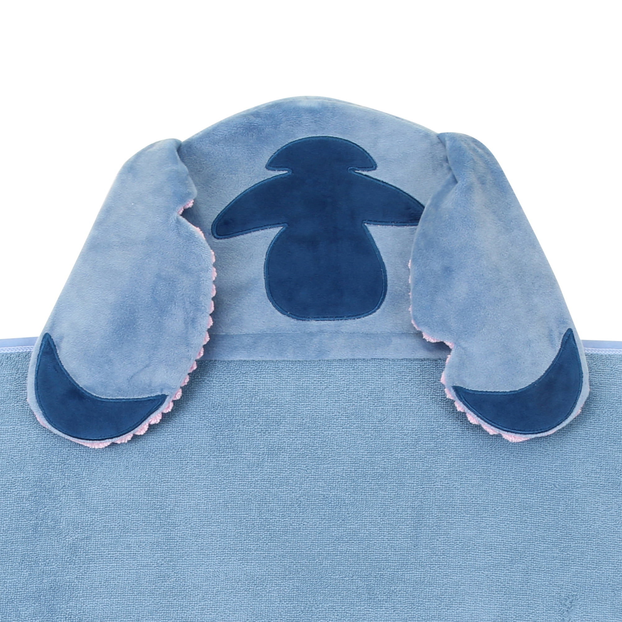 Lambs & Ivy Disney Stitch Luxury Blue Cotton Terry Hooded Baby Bath Towel