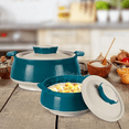 thumbnail image 5 of Casserole for hot food, Double walled insulated inner Stainless Steel hot pot with lid, Serving box for food and roti, insulated serving bowl with lid, Set of 3 Venice, Marble Green, 5 of 6