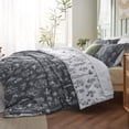 thumbnail image 4 of Juego de edredón Bedsure California King gris oscuro con estampado floral, 4 of 7