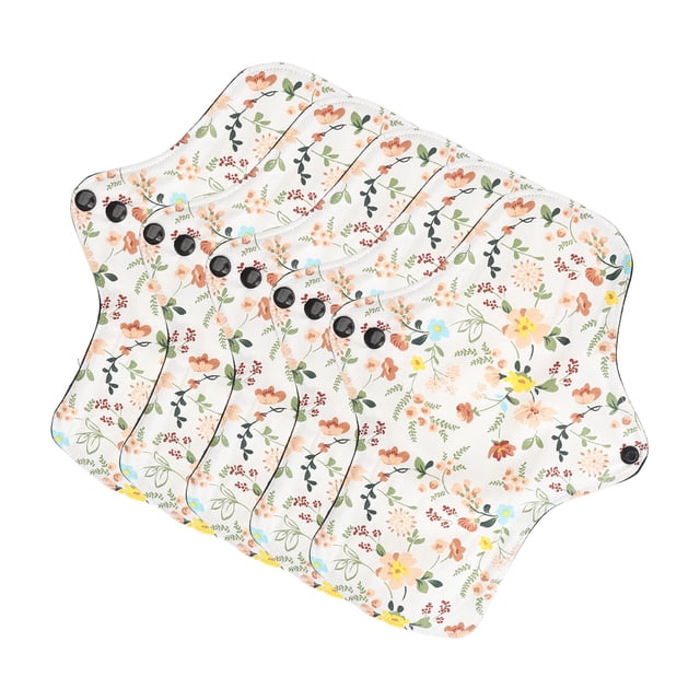 Almohadilla Menstrual De Algodón, Patrón De Flores, Almohadilla Sanitaria Reutilizable Portátil, 5 Uds., Color Y Brillante Para El Hogar