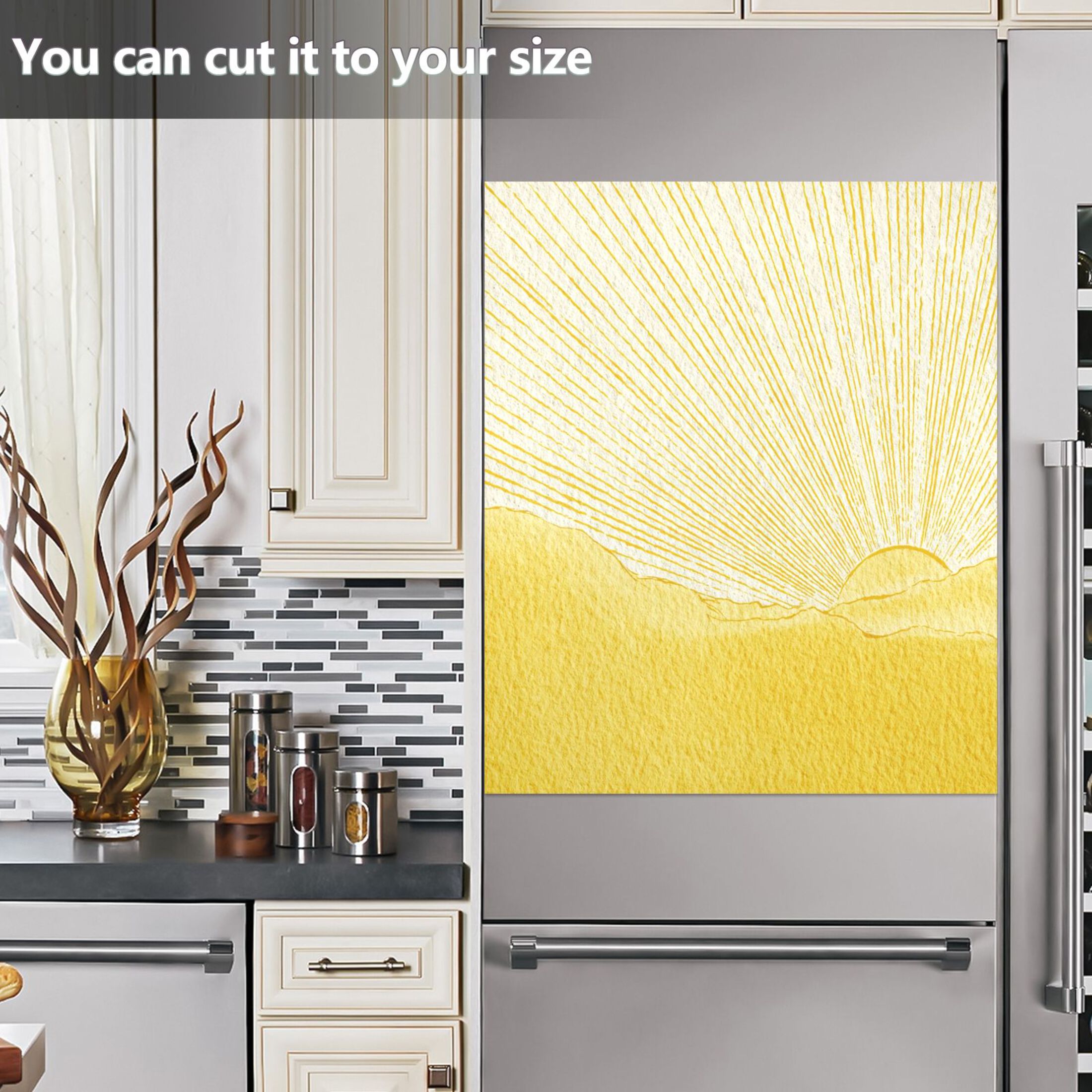 IAUYY Magnetic decorative sticker - 23x26 Inch PVC Refrigerator Decorative Cover, Removable DIY Art for Kitchen Appliances Sky with A Yellowish Hue
