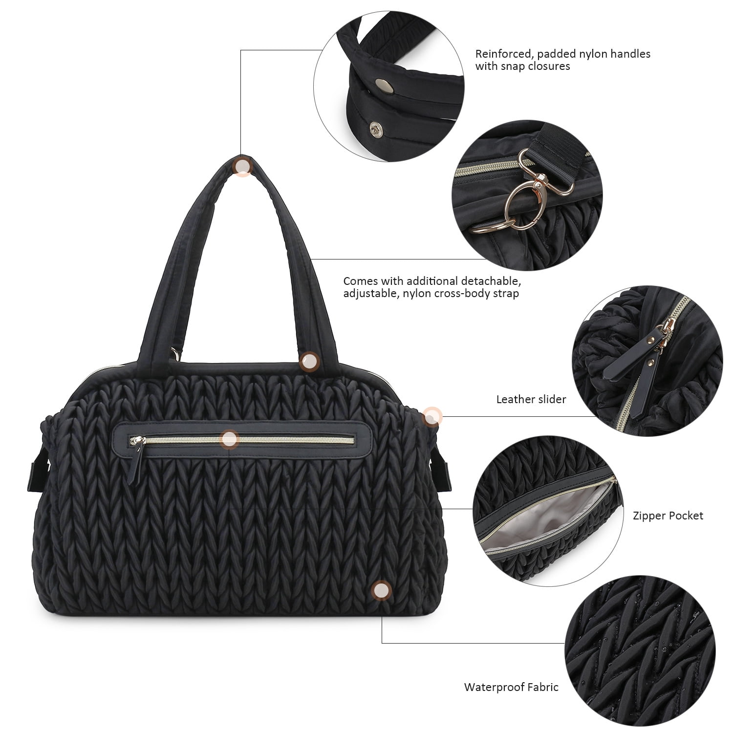 Sunyuer Diaper Tote Bags for Women, Lightweight Travel Work Hospital Maternity Weekender Bag, Crossbody Mommy Bag