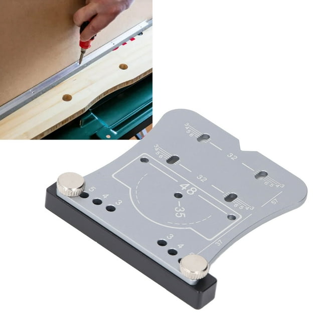 Charnière de Perçage, Charnière 35MM Alliage d'Aluminium Haute Précision Guide de Perceuse Modèle de Charnière Kit de Jig de Perçage, Kit de Localisation de Perçage pour Porte Armoire Charnières de Montage