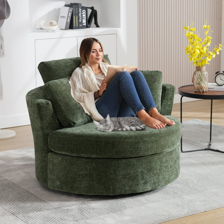 Green swivel barrel chair discount