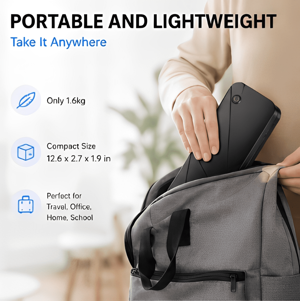Phomemo Portable Printers Wireless, A282M Bluetooth Thermal Printer, Inkless Mobile Printer Support 8.5'' x 11'' & A4 Thermal Paper, Compatible with iPhone Android Laptop for Office Car Home