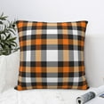 thumbnail image 4 of Wukai Orange Plaid Premium Polyester Fleece Pillow Covers with Hidden Zipper Closure,Luxuriously Soft and Durable-18"x18", 4 of 7