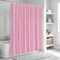 thumbnail image 5 of Pink Orange Blue Stripe Shower Curtain Set - Small 36" x 72" Washable Bathtub Curtain with 12 Hooks, Modern Abstract Art Striped Farmhouse Waterproof Fabric Stall Shower Curtains for Bathroom Décor, 5 of 6