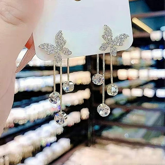 Led Earrings for Women New Year Earrings Gold Earrings Hoops Trendy Diamond Encrusted High End Butterfly for Teen Girls Minimalist Cuff Piercing Studs