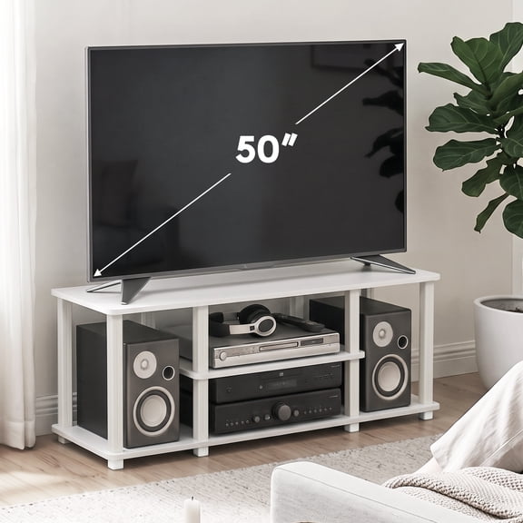 Furinno TURN-S-TUBE 3-Tier No Tools TV Stand for TV up to 50" White