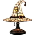 thumbnail image 6 of Witch Hat Lamp Stained Glass Style, Gothic Resin Table Light for Halloween Decor Bedside Night Light, 6 of 7
