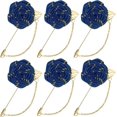 thumbnail image 1 of Rose Brooch Pin Cloth Flower with Gold Leaf Brooch, Lapel for Men Wedding Accessories, 1 of 5