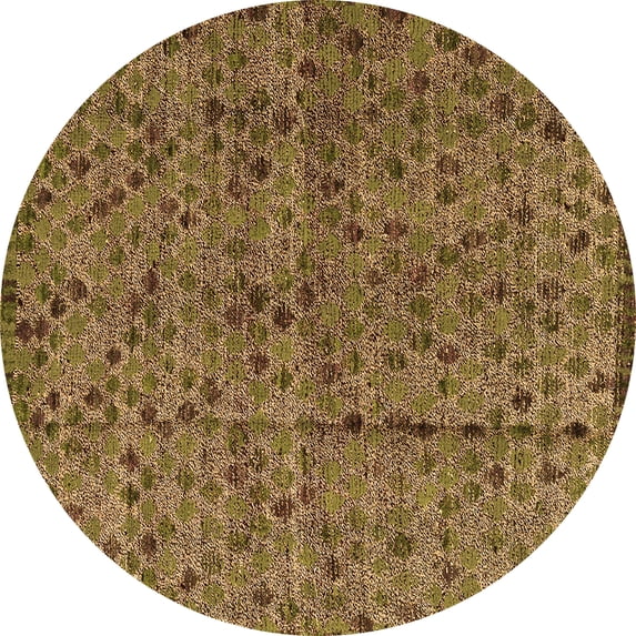 Ahgly Company Indoor Round Abstract Orange Modern Area Rugs, 3' Round