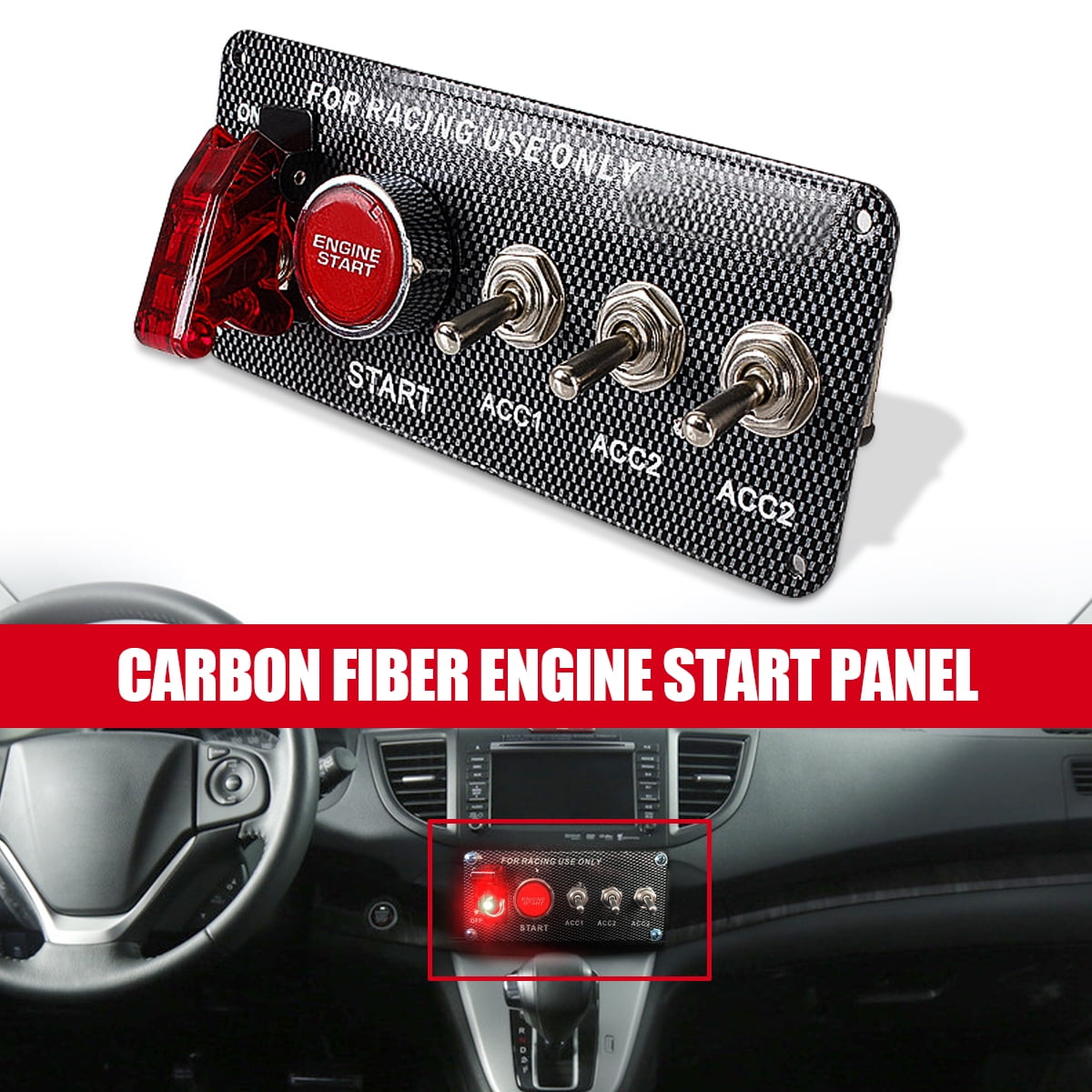 Ignition Engine Start Push Button Racing Toggle Switch Carbon Fiber Panel Relay Universal Car Vehicle Suv Van Caravan Us Walmart Com