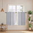 thumbnail image 3 of Light Grey Striped Tier Curtains, White Simple Neutral Modern Light Filtering Kitchen Curtains, 2Pcs Rod Pocket Half Window Treatments Panels for Sink Cafe Cabinet Basement 27.5x45 Inches, 3 of 9