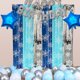 thumbnail image 4 of Cortinas navideñas con copos de nieve (juego de 2 piezas) | Decoración para fiestas navideñas de invierno de 99 x 199 cm | Fondo de plástico rojo o azul para fotomatón y decoración de ventanas, 4 of 6