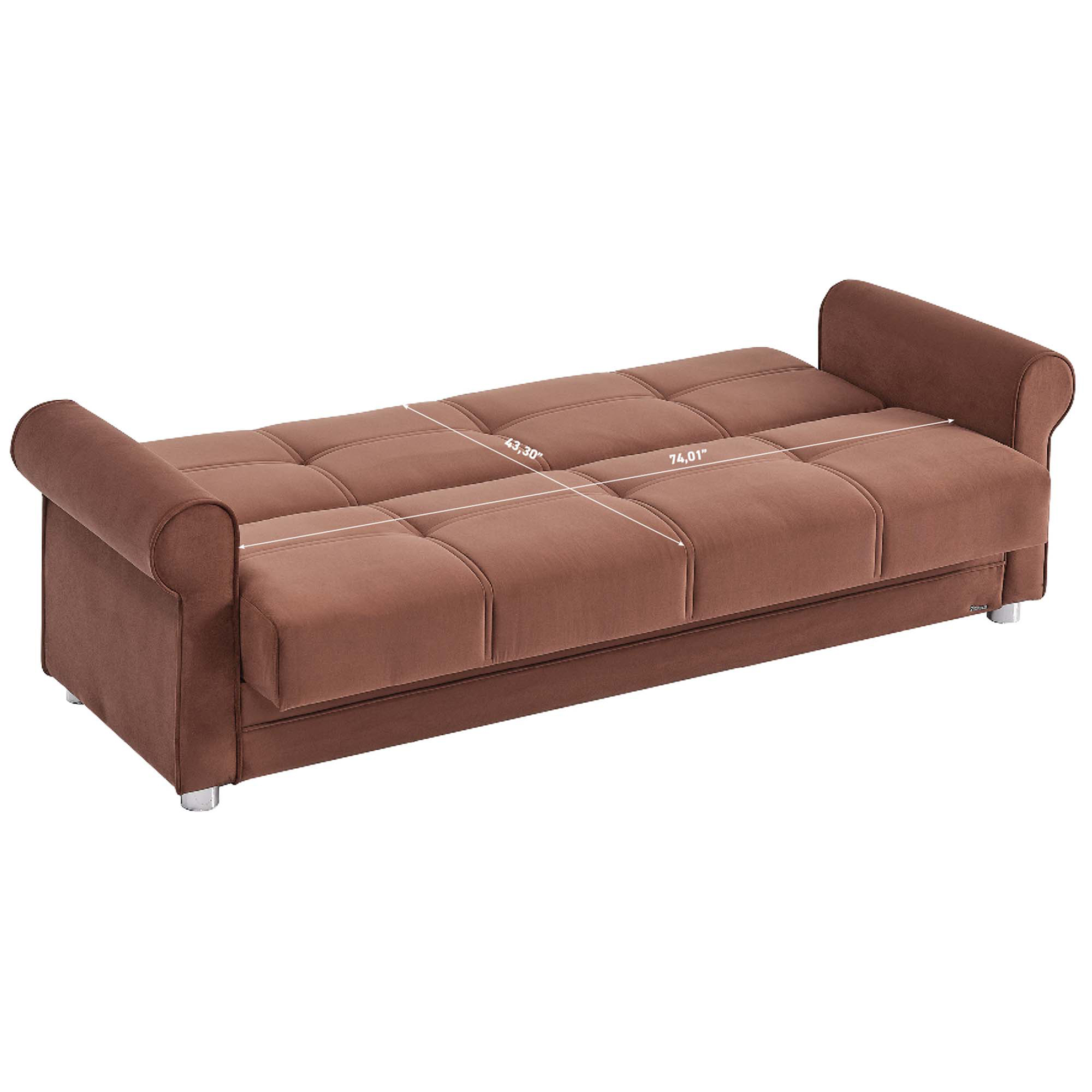 Ottomanson Convertible Sleeper Sofa Bed with Hidden Storage, Firm Comfort Couch, Brown