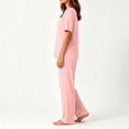 thumbnail image 5 of dazeni Womens Lounge Sets Breathable Short Sleeve Pajamas Sets 2 Piece CrewneckShirts and Soft Long Pants Pjs Sets for Adult Pink L, 5 of 7