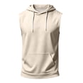 thumbnail image 4 of Havenx Workout Hooded Tank Tops for Men Sleeveless Drawstring Hoodie with Pockets Solid Color Shirts Workout Bodybuilding Athletic Gym Sports Muscle Activewear,Khaki 3XL, 4 of 5