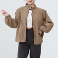 thumbnail image 5 of successthop Lightweight Jackets for Women Long Sleeve Jacket Zip Up Coat Plus Size No Hood Outwear with Pockets Khaki, 5 of 5
