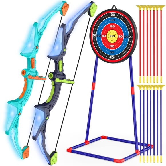 Set de arco y flecha Kmuxilal con luces LED para niños de 4 a 12 años