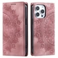 thumbnail image 2 of Case for iPhone 15 Pro Wallet Case for Women Girls with Card Holder, Embossed Flower Pattern Magnetic Flip PU Leather Purse Protective Phone Cover for iPhone 15 Pro, Pink, 2 of 11