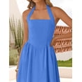 thumbnail image 4 of Vestido de verano ZESICA, sin mangas, halter, midi, azul real, para mujer, 4 of 7