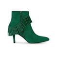 thumbnail image 3 of BLISSFUL STEP Women's Fringe Pointed Toe Stiletto Heel Ankle Boot Emerald Green 6, 3 of 6