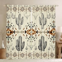 Homewish Cactus Bull Skull Black Out Curtains for Children Teens,Tribal Aztec Curtains Pack of 2 (42x63 Each),Western Theme Bedroom Curtains,Super Cozy Room Decor