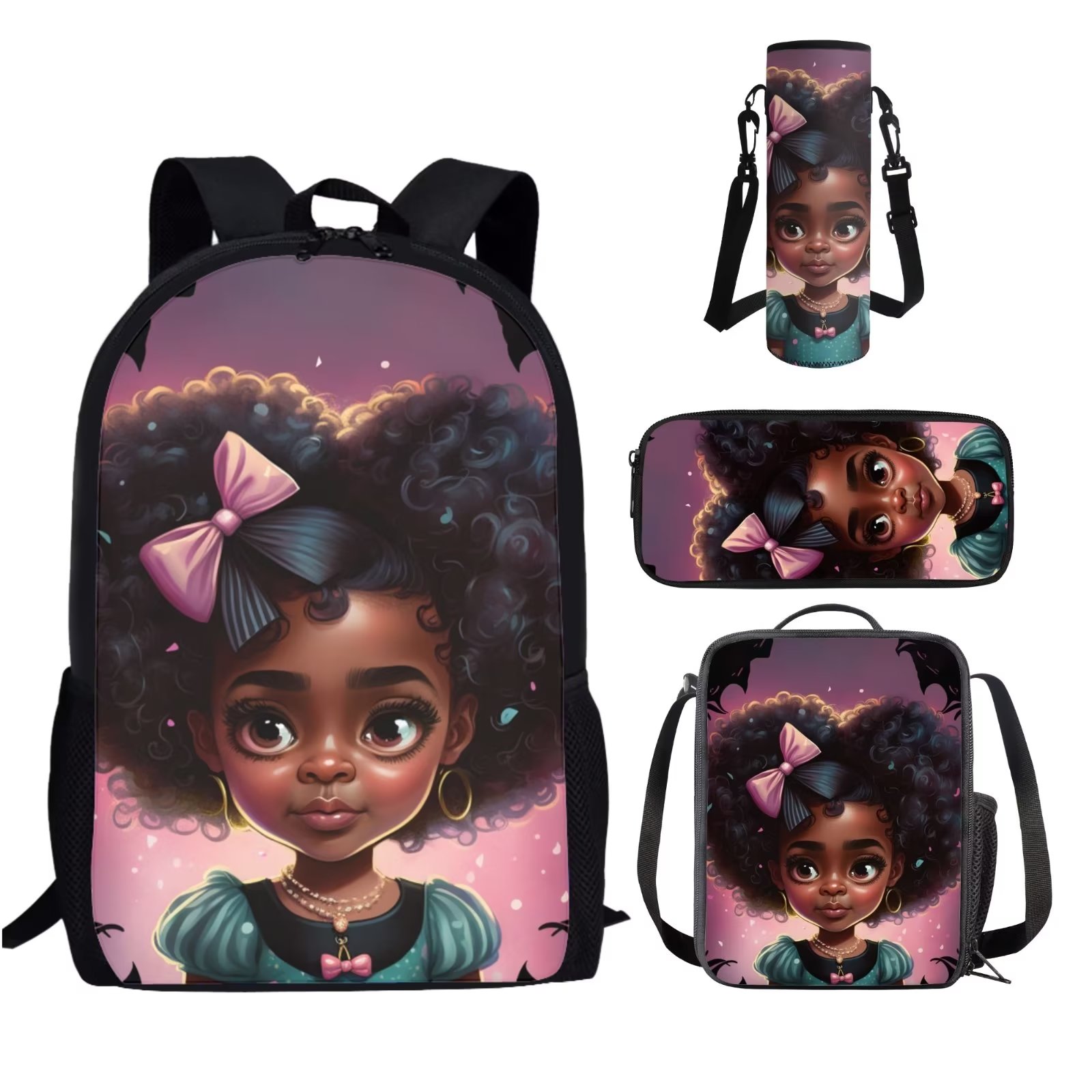 STUOARTE African Black Girl Backpack for Elementary School Afro