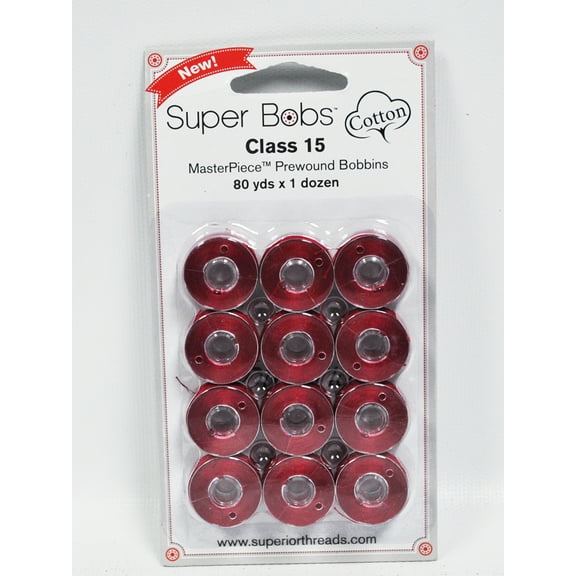 Super Bobs MasterPiece Cotton 80yd Prewound Bobbins 12ct Class 15 Bernini