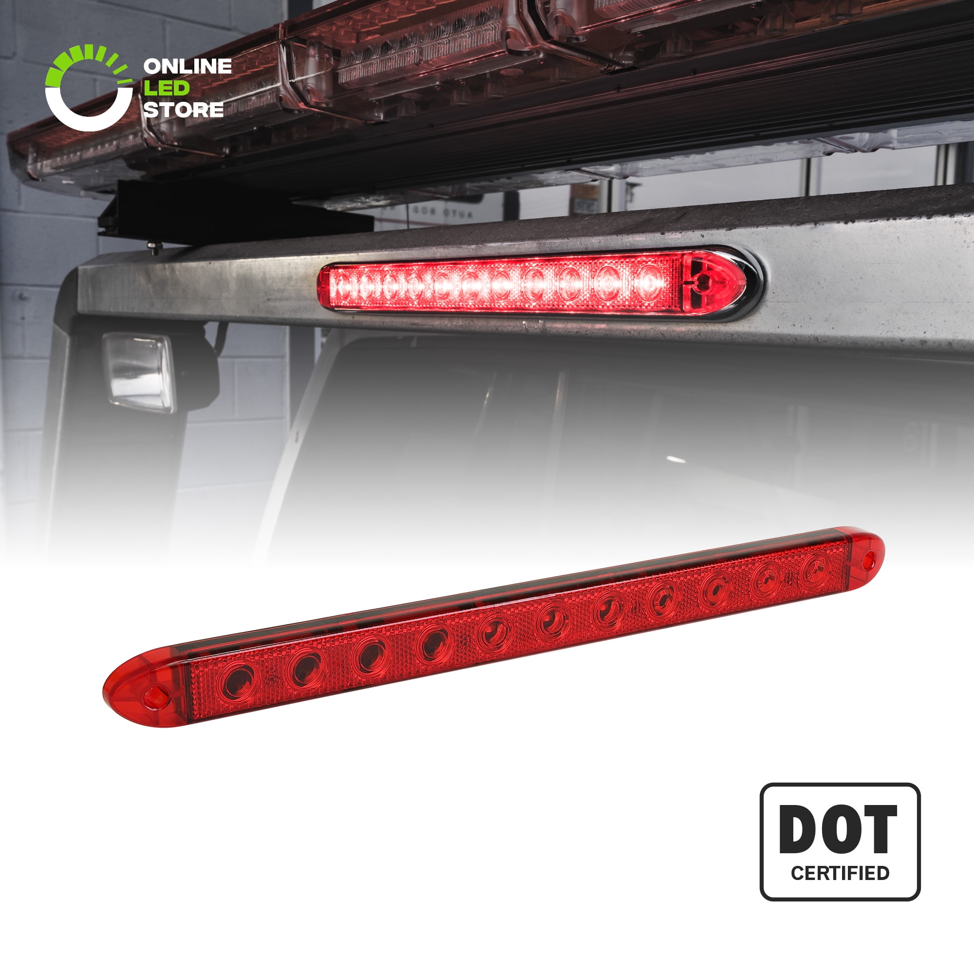 NEW SUN Red Clearance ID Light Bar Trailer Light 3 Lights 9 LED Indicator Surface Mount Sealed Stainless Steel