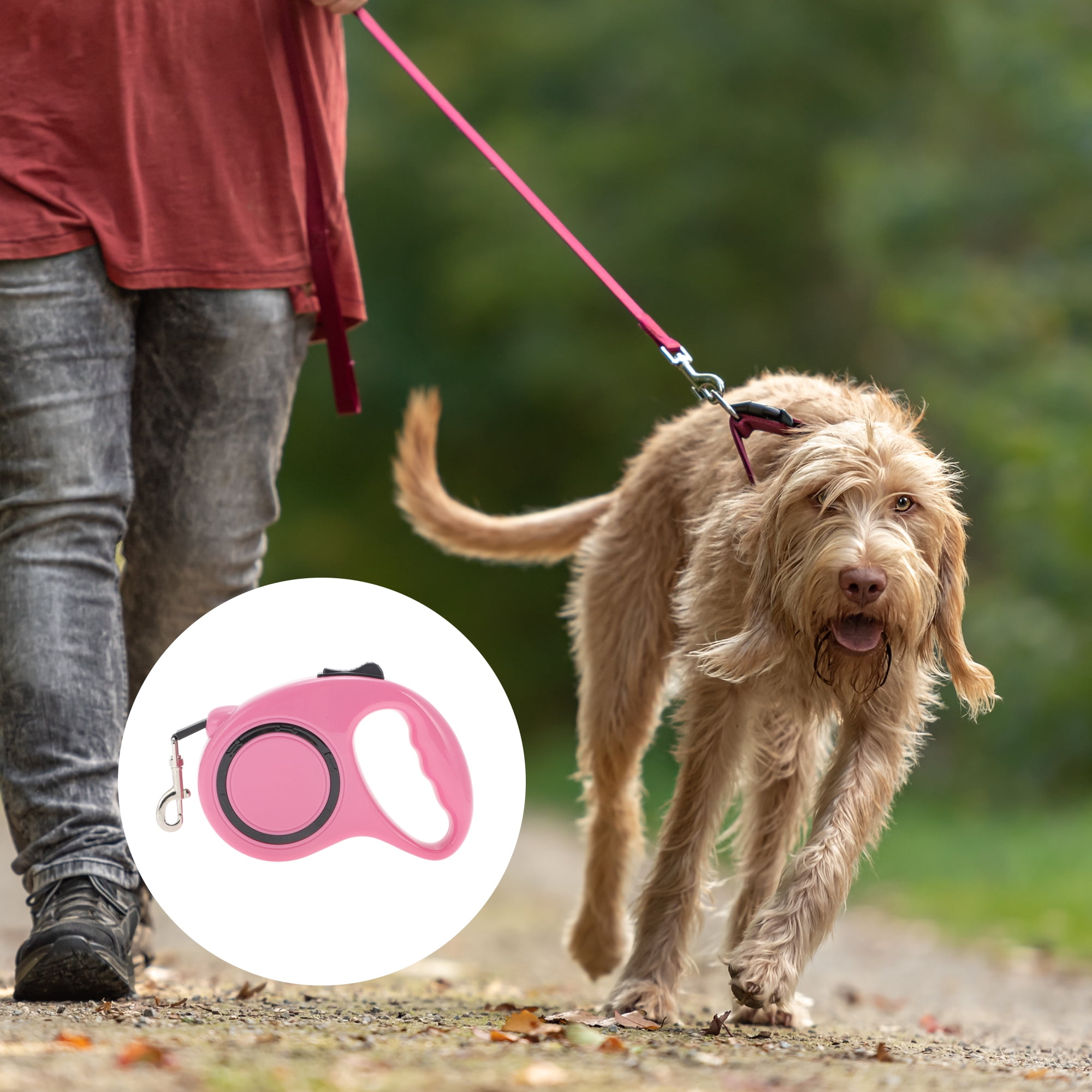 Unique Bargains Circle Pet Leash for Dogs and Puppies Comfortable Handle Pink 9.84ft