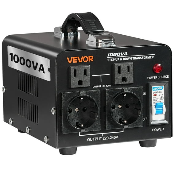 VEVOR Voltage Converter Transformer 1000VA Step Up/Down 110 to 220V/220 to 110V