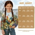 thumbnail image 7 of Xixirimido Butterfly Rooster Vibrant Daisy Printed Girls Casual Tunic Tops Tie-hem Long Sleeve Loose Soft Blouse T-Shirt Cute Graphic Girls Shirts, Size 5-6, 7 of 7