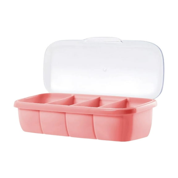 Nkmbld Seasoning Storage Containers with 4 Grids Condiment Spice Jar for Kitchen Counter Keeping Sugar,Salts,Spice,Pepper Powder, Pink
