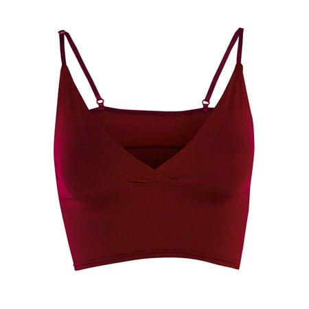 

Womens Top Vest Girls Bra Sleeveless Ladies V Neck Wrap Over Crop Top