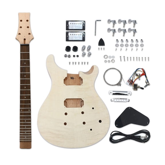 Flame Mahogany Electric Guitar Set 22Fret Neck Dot Inlay DIY Beginner Guitar