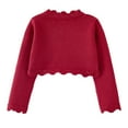 thumbnail image 4 of Mercatoo Girls Cropped Cardigan Sweaters Long Sleeve Cable Knit One Button Open Front Lightweight Cover Up Ruff𝐥e H𝐞m Tops, 4 of 8