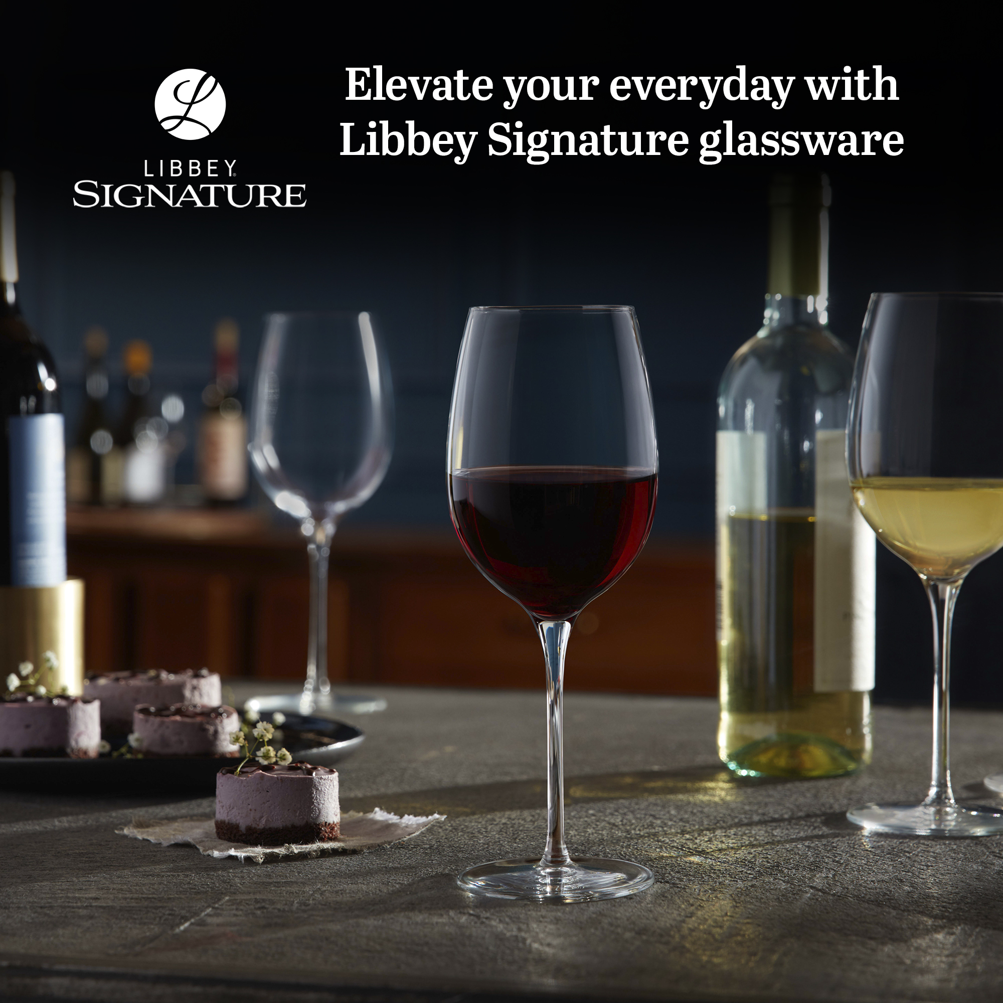 Libbey Signature Kentfield Estate All-Purpose Wine Glasses, 16-Ounce, Set of 4, Made in USA, Dishwasher Safe, Gift Box