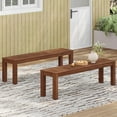 thumbnail image 1 of ACACIA WOOD OUTDOOR BENCH - 61.75"W x 14.50"D x 17.75"H, Rustic Slat Panel Design, 1 of 12
