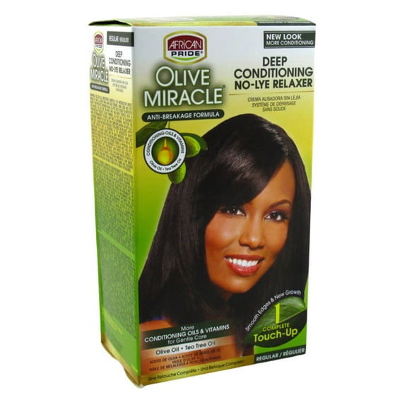 African Pride Olive Miracle No -Lye Relaxer Regular 1 Touchup (Pack of 2)