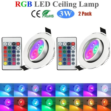

Rosnek 3W/12W RGB LED Ceiling Light AC85-265V Dimmable Recessed Round Downlight Remote Control & 16 Colors Changing Colorful Lights For Warm Atmosphere Indoor Decoration 1/2/4Pack