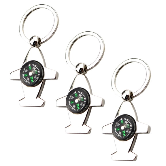 DEEPCRAFF 3-Piece Compact Alloy Compass Keychain Set with Hanging Design for Outdoor Adventures