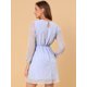 thumbnail image 5 of Dde San Patricio GargantilDe Mujer Con Cuello En V Vintage Acampanado Dorado Metálico Brillante EstrelVestido Acampanado Azul claro M, 5 of 6