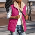 thumbnail image 2 of Women Fleece Lined Quilted Vest Sleeveless Zip up Outerwear Lapel Collar Warm Waistcoat Casual Fall Winter Gilet with Pockets XL, 2 of 7