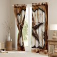 thumbnail image 3 of Manfei Bohemian Cowhide Stars Blackout Curtains Set of 2 (38x54 Each),Rustic Farmhouse Lodge Living Room Curtains,Cream Brown, 3 of 6